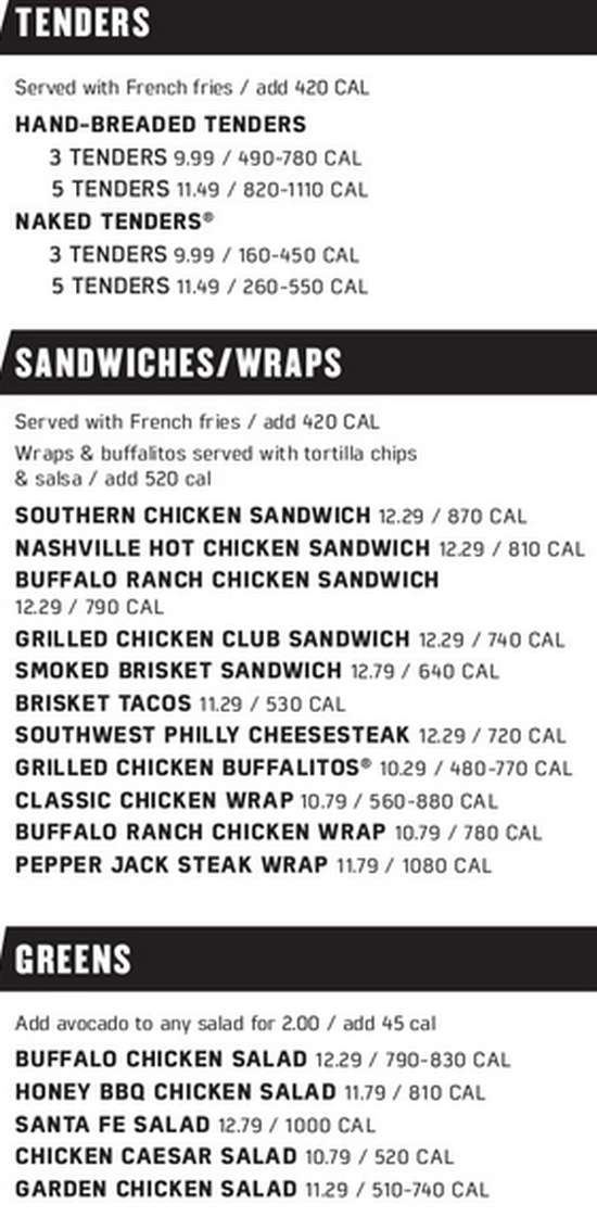 Page 4 of menu, Buffalo Wild Wings Bluffton, SC