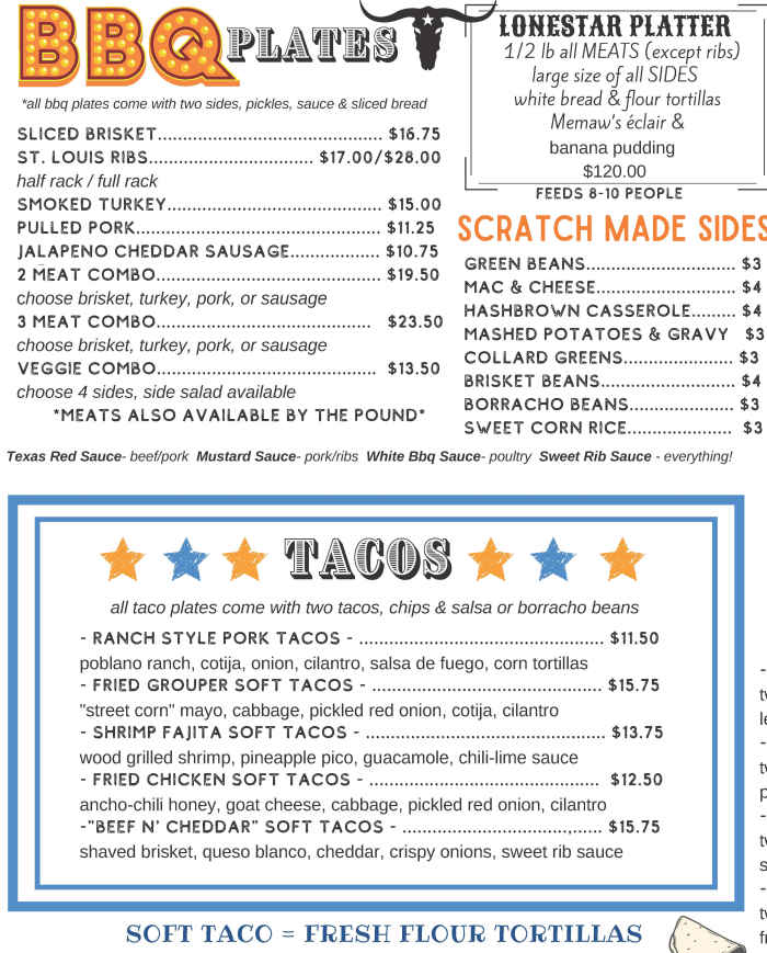 Bow & Arrow menu page 1