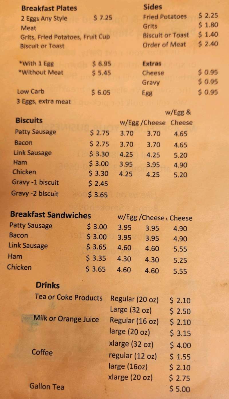 Byron's Smokehouse menu page 1