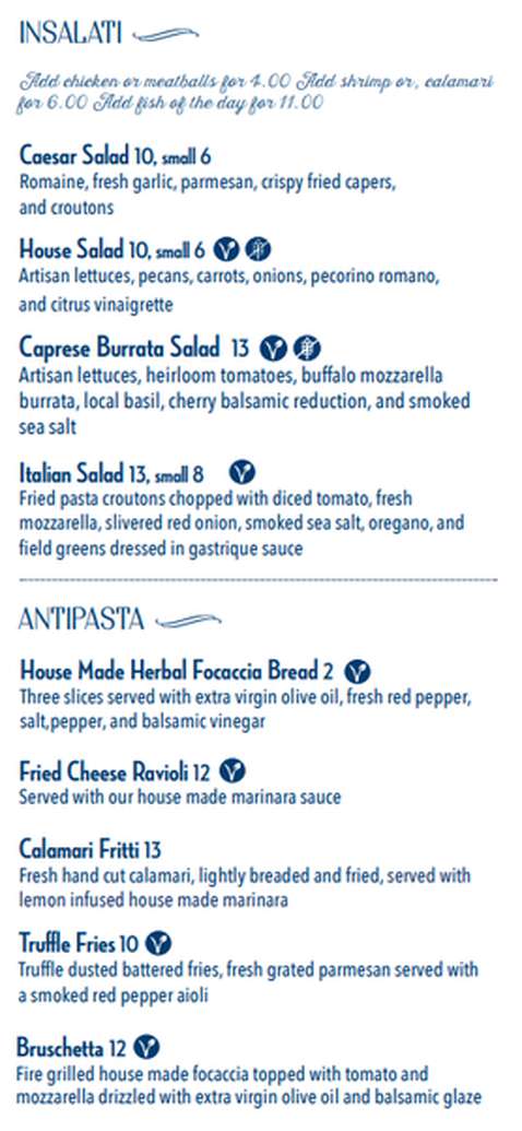 Esposito's Italian Bistro menu page 1