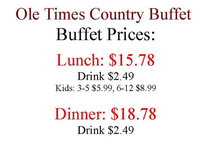 Ole Times Country Buffet menu page 1