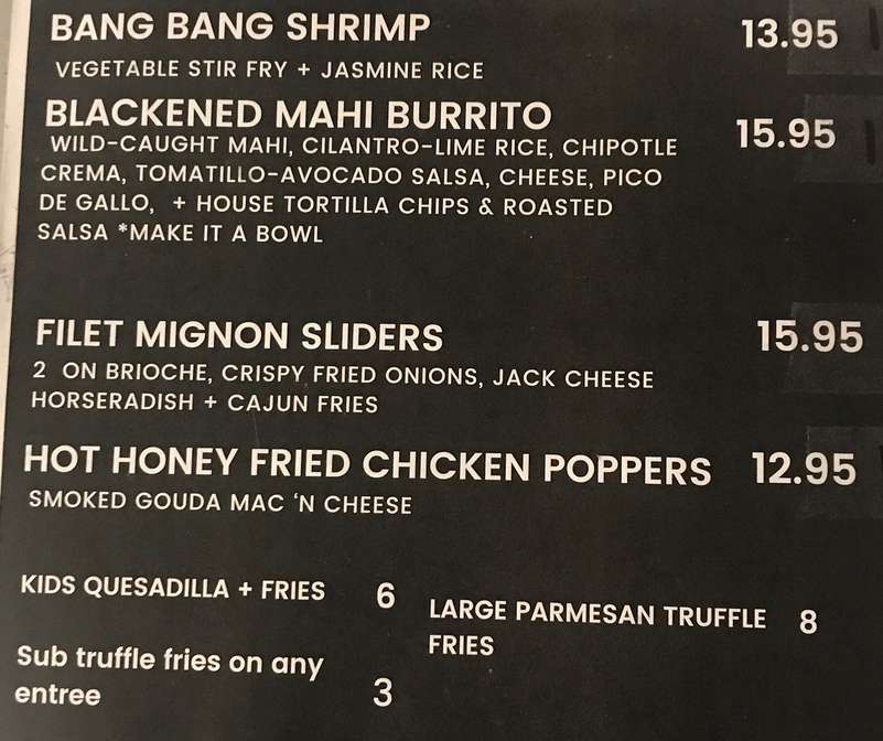 Sword & Skillet menu page 1