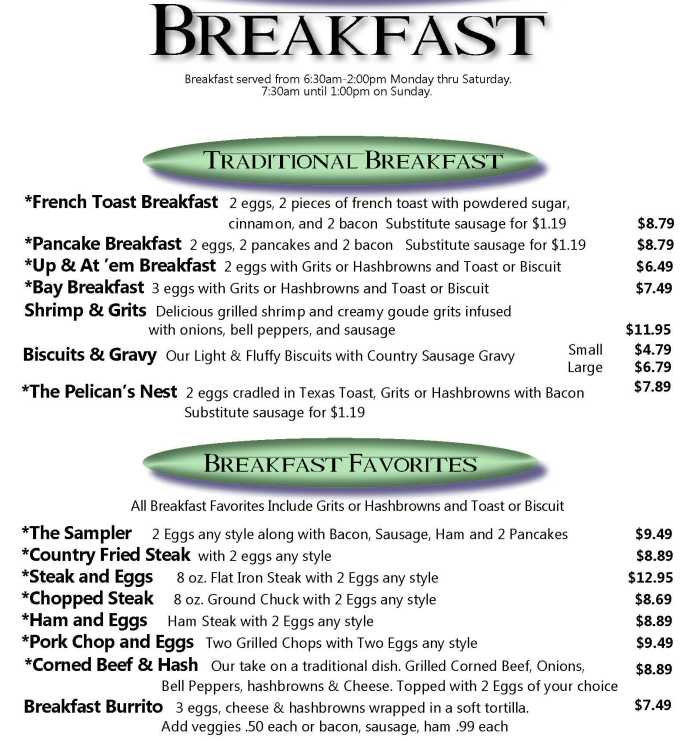 Julwin's Restaurant menu page 1