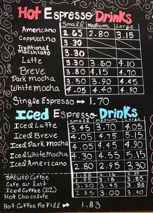 The Coffee Loft menu page 1