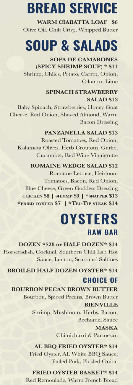 Foodcraft menu page 1