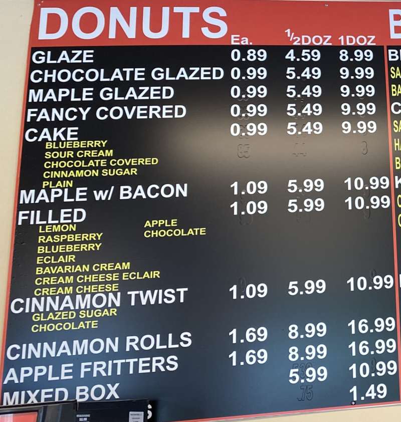 Lickin Good Donuts menu page 1