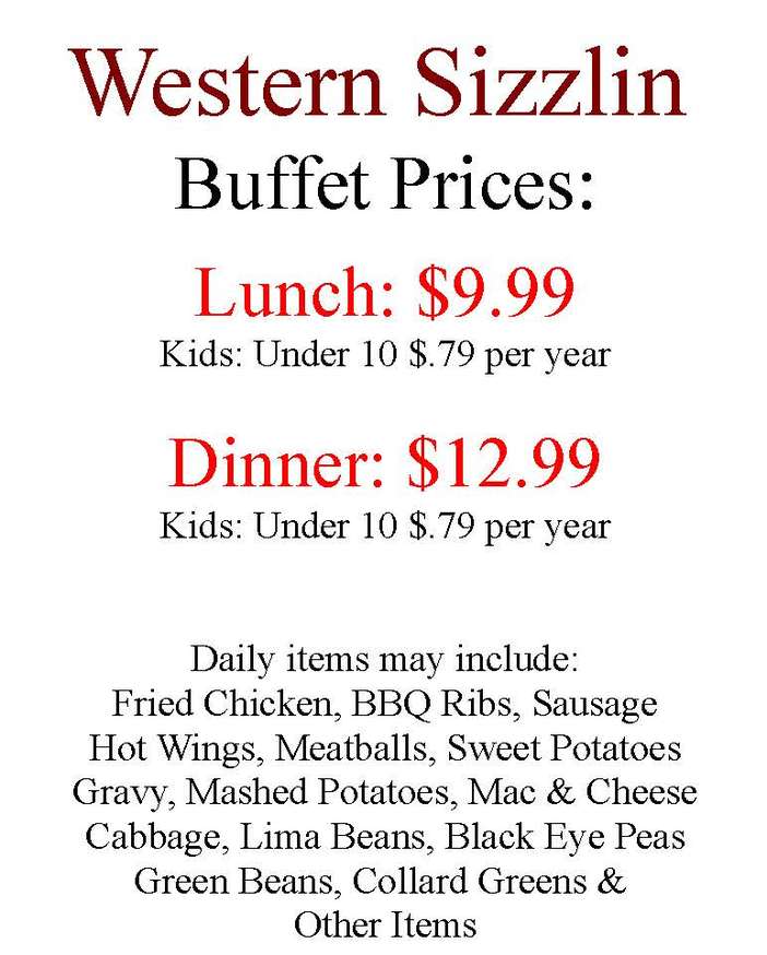 Western Sizzlin menu page 1