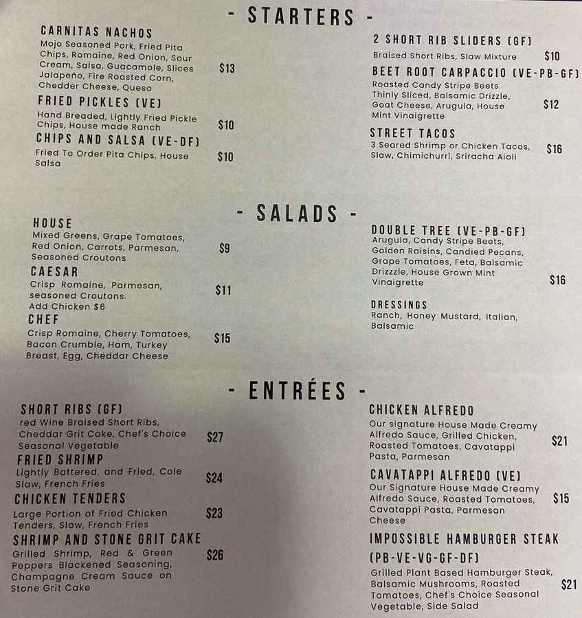 Beachside Bistro & Bar menu page 1