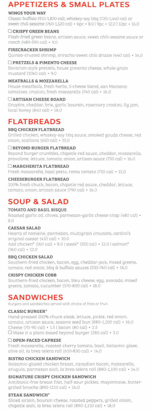 Garden Grille & Bar menu page 1