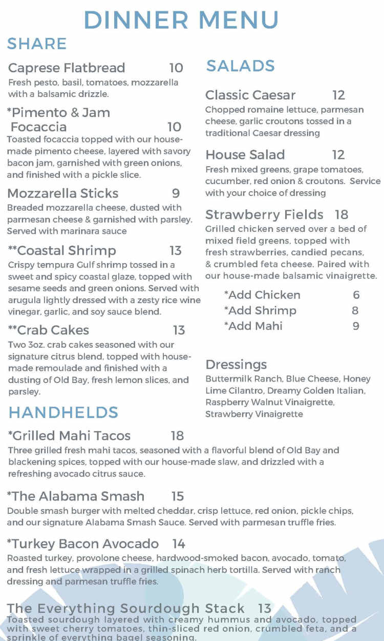Hunter's Bend menu page 1