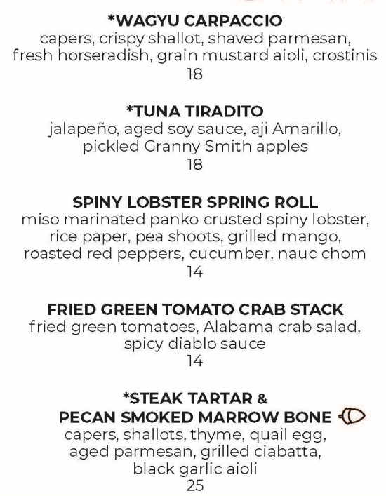 Voyagers menu page 1