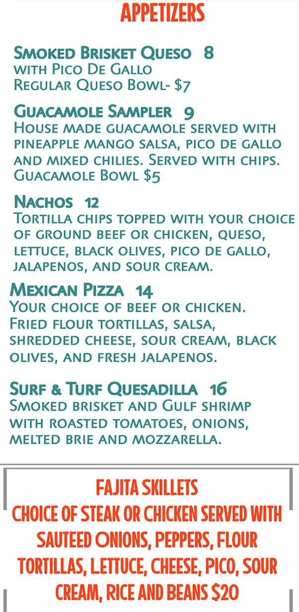 Yo Ho Rum & Tacos menu page 1