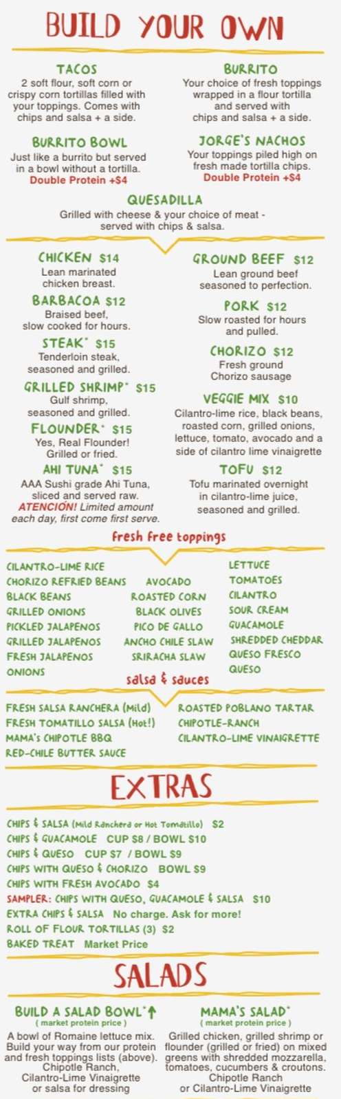 Taco Mama menu page 1