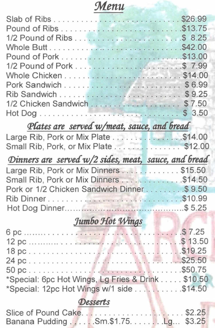 Archibald's BBQ Northport menu page 1