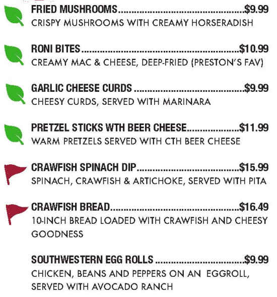 Crimson Tap House menu page 1