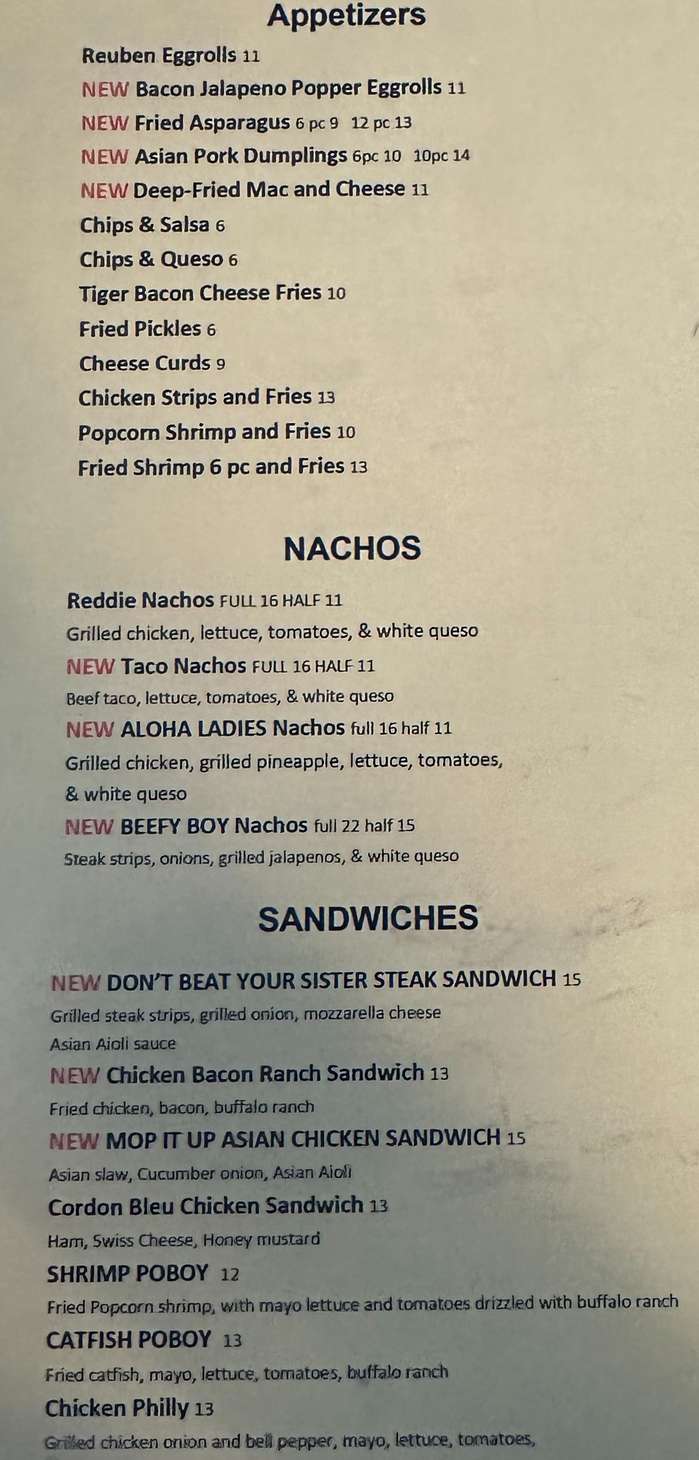 67 Grill menu page 1