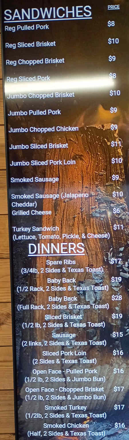 Allen's BBQ Co menu page 1