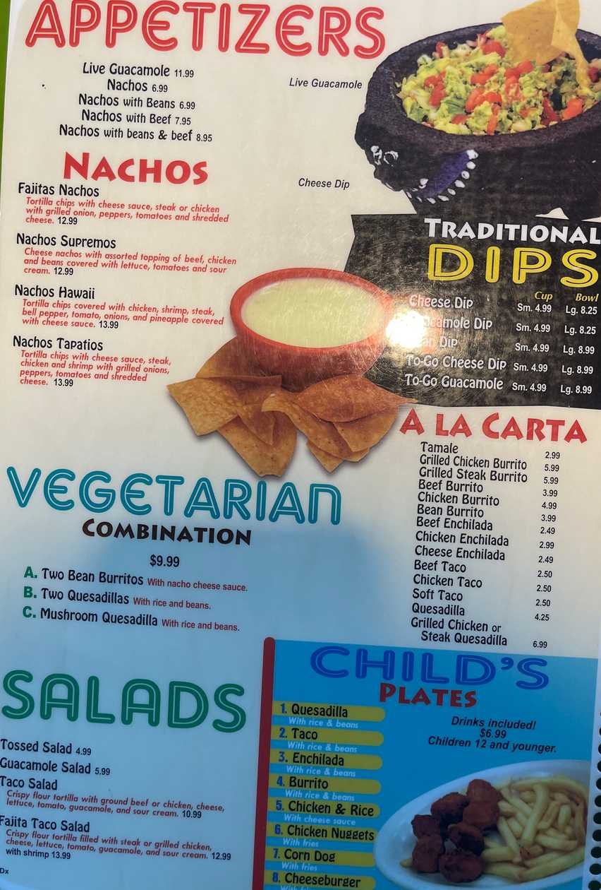 Guadalajara menu page 1