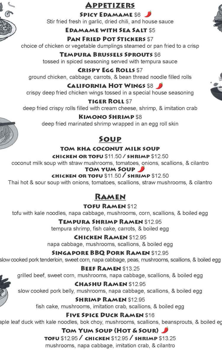 Xen Thai & Ramen menu page 1