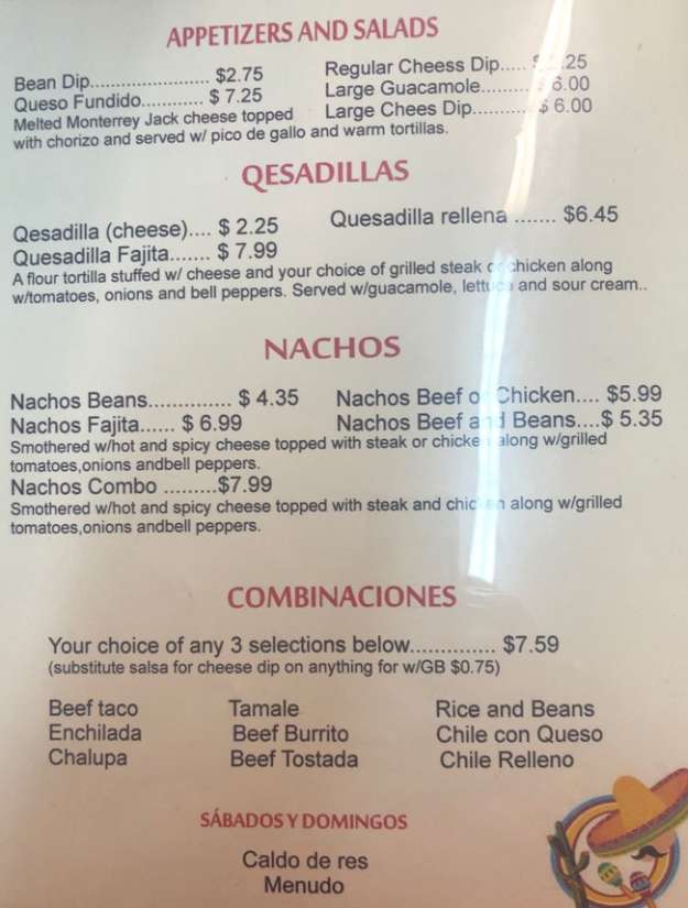 Supermercado La Estrella menu page 1