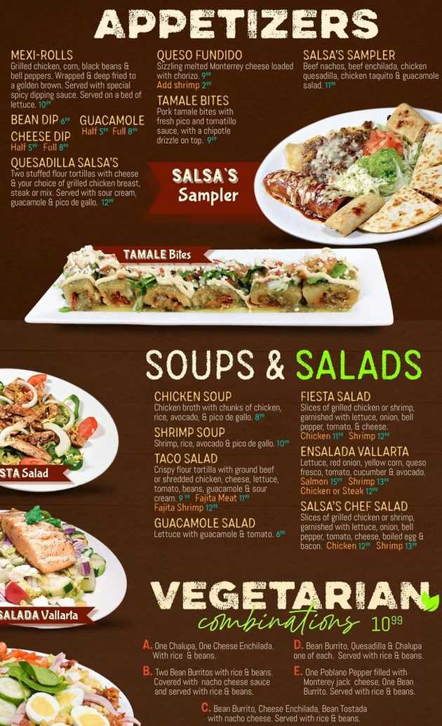 Salsa's menu page 1