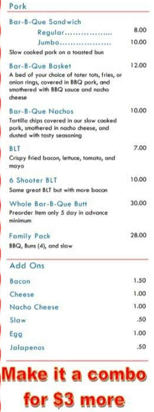 BBQ & Grill menu page 1