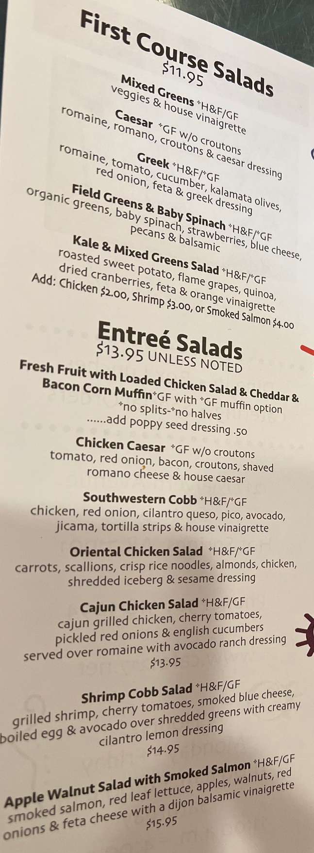 Cafe 1217 menu page 1