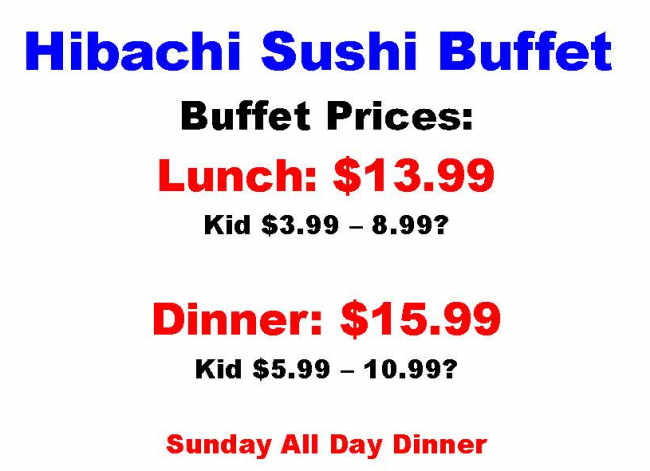 Hibachi Sushi Buffet menu page 1