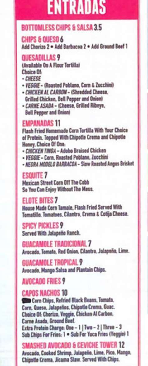 Capo's Tacos menu page 1
