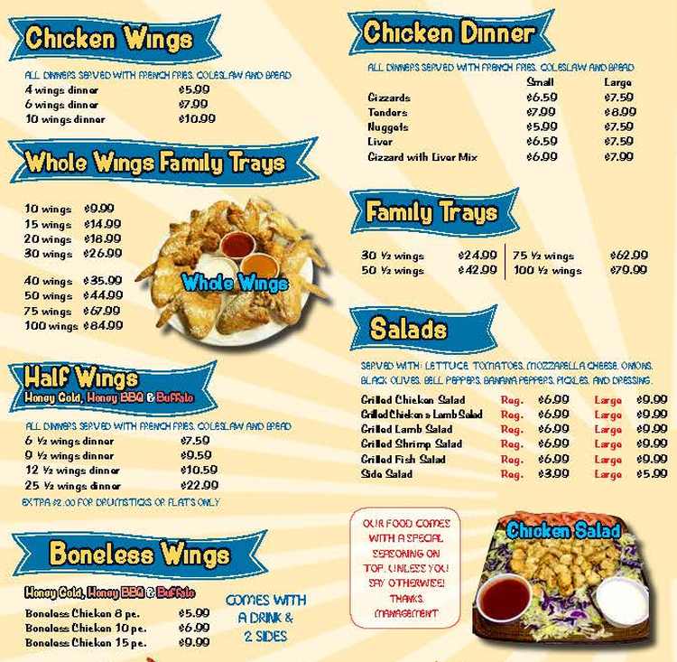 Oceans Fish & Chicken menu page 1