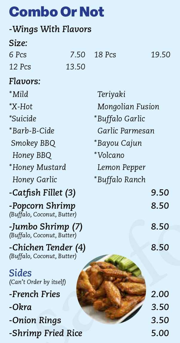 WingHub & QTea menu page 1