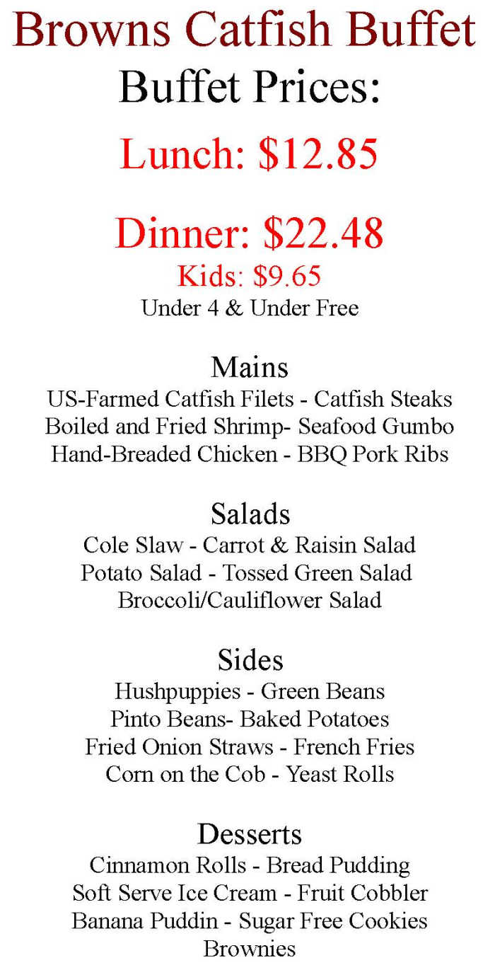 Brown's Catfish menu page 1