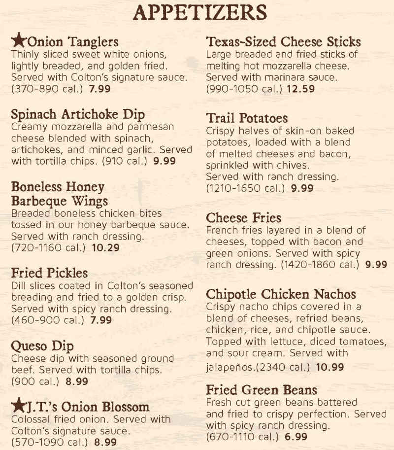 Colton's Steakhouse & Grill menu page 1