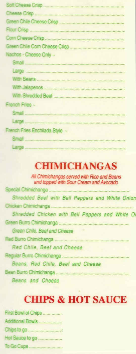 Guayo's El Rey menu page 1