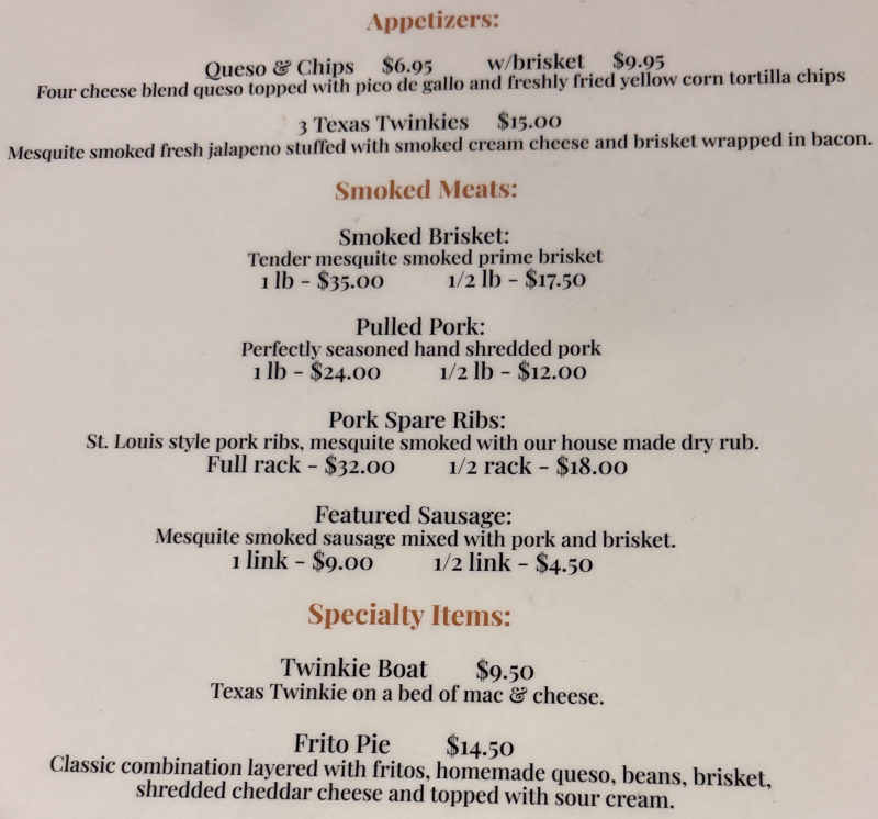 Salinas's Smoke Street menu page 1