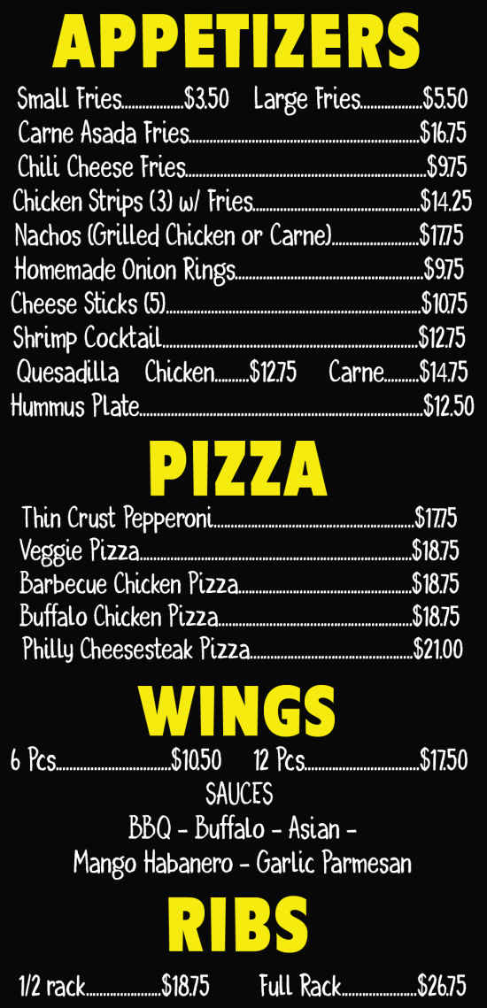 Burgers by the Bridge menu page 1