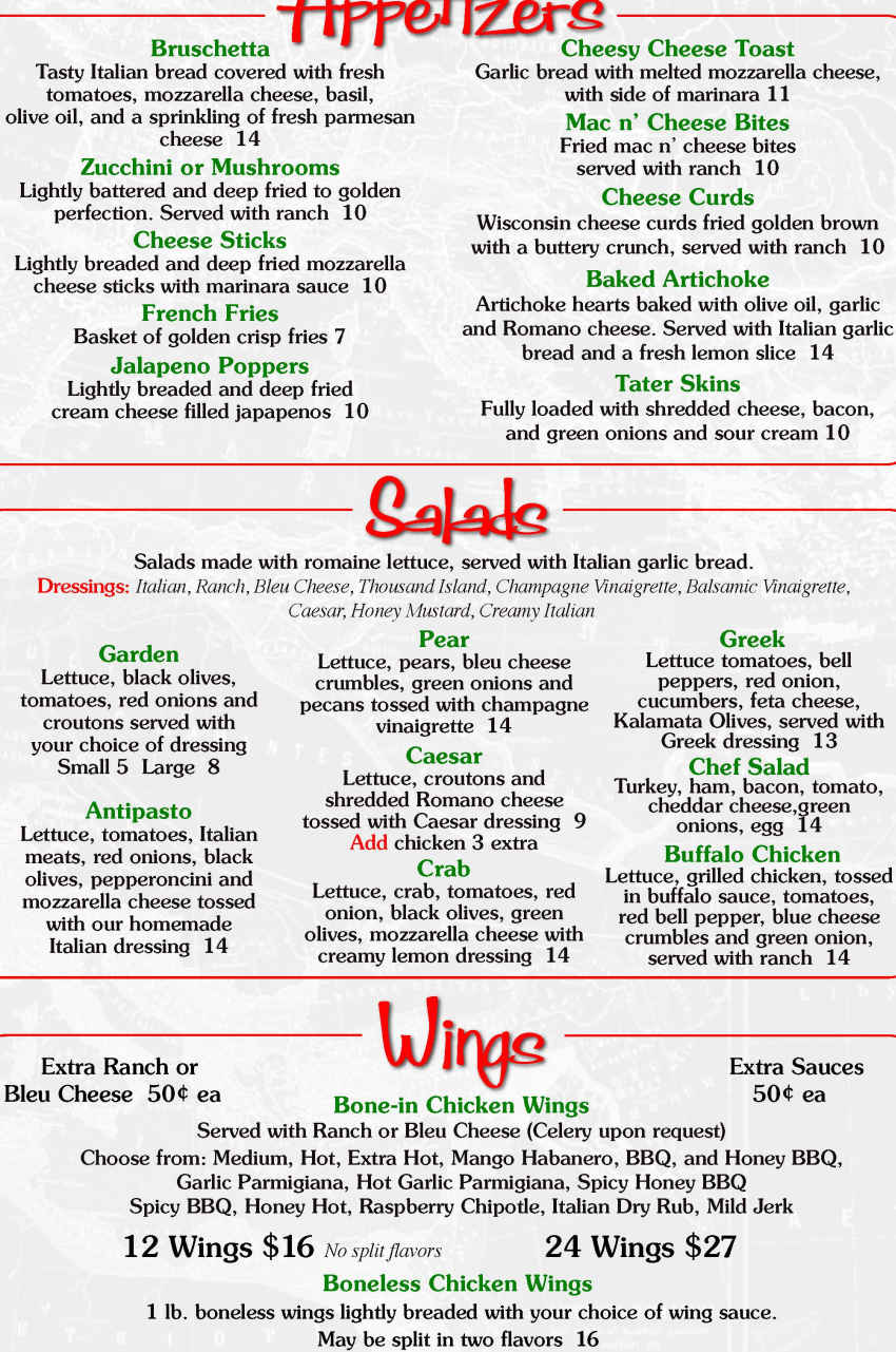 El Padrino Italian Bistro menu page 1
