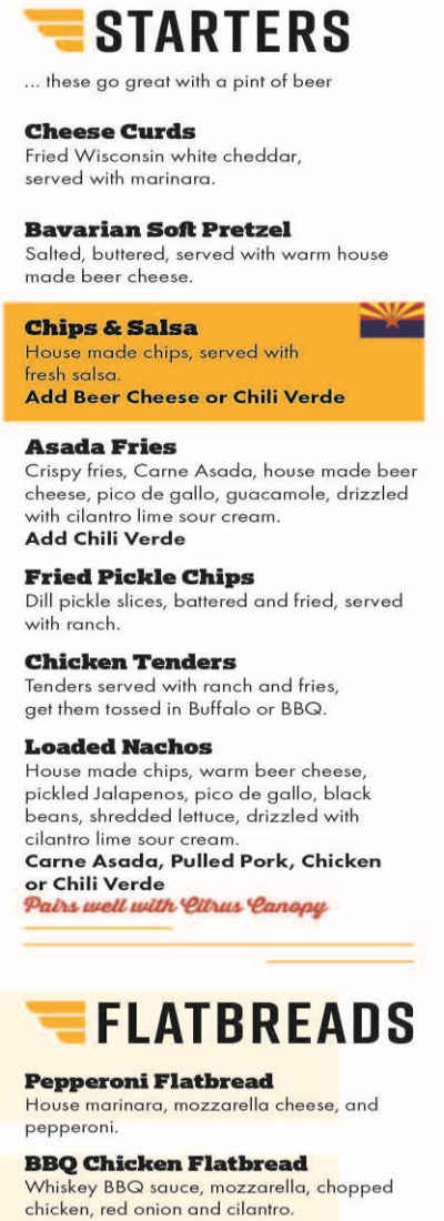 Hangar 24 menu page 1