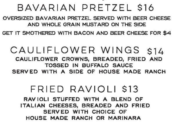 Grand Canyon Brewing menu page 1