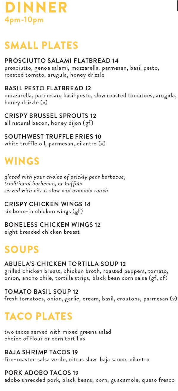 Prickly Pear Kitchen menu page 1