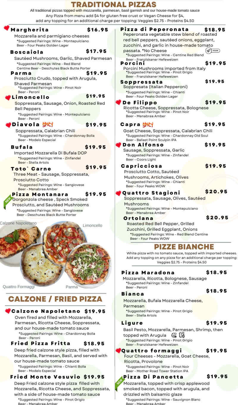 Limoncello Pizzeria Napoletana menu page 1
