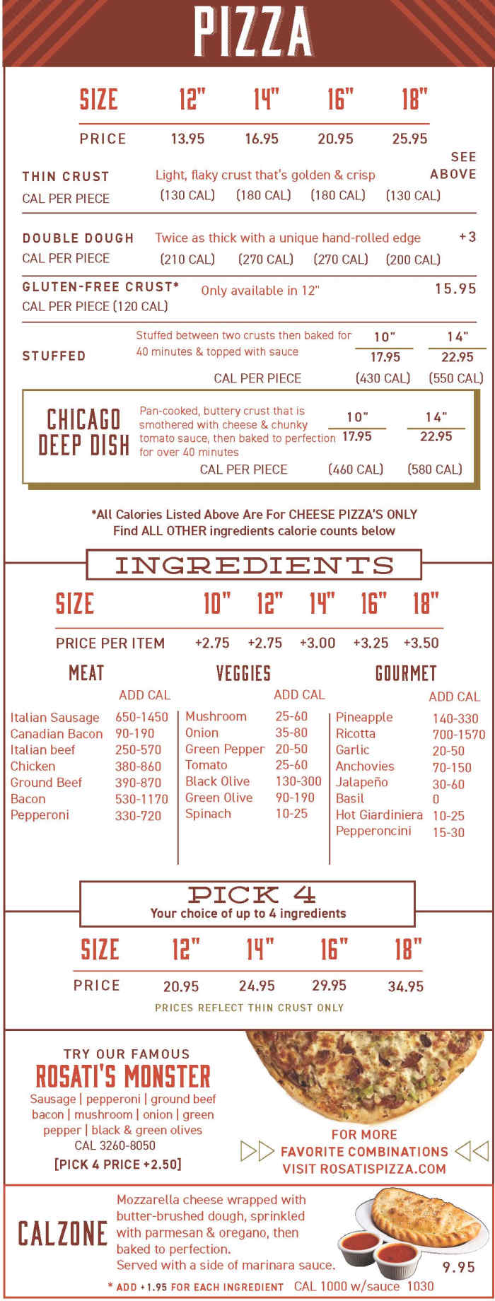 Rosati's Pizza menu page 1