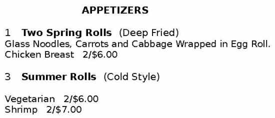 Thaifoon menu page 1