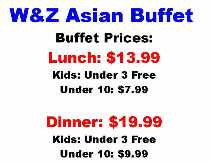 WZ Asian Buffet menu page 1