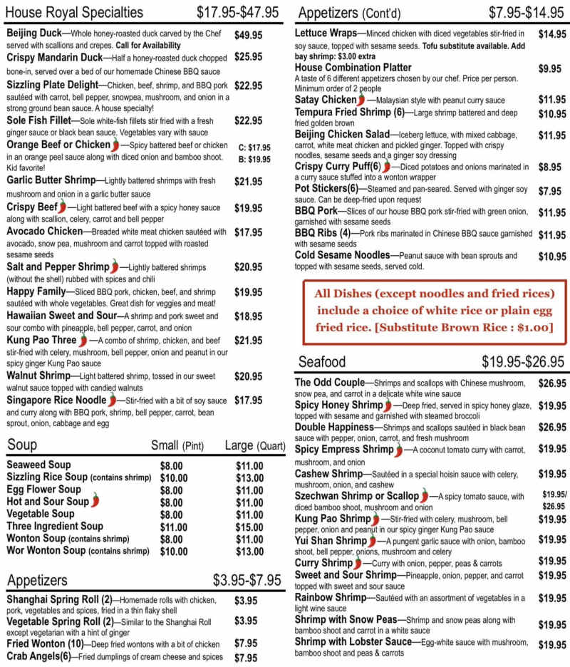 Red Chopstick menu page 1