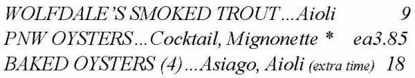 Wolfdale's menu page 1