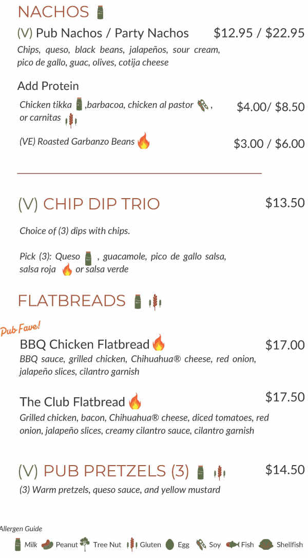 Tipsy Putt menu page 1