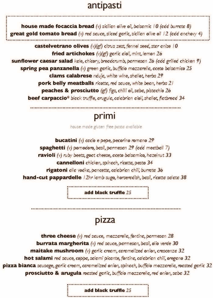 Great Gold menu page 1