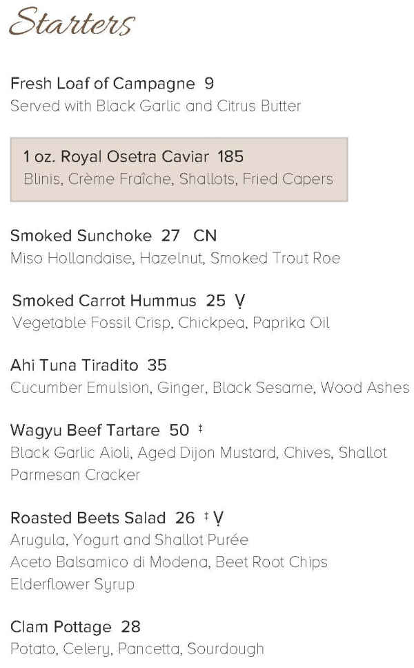 Manzanita menu page 1