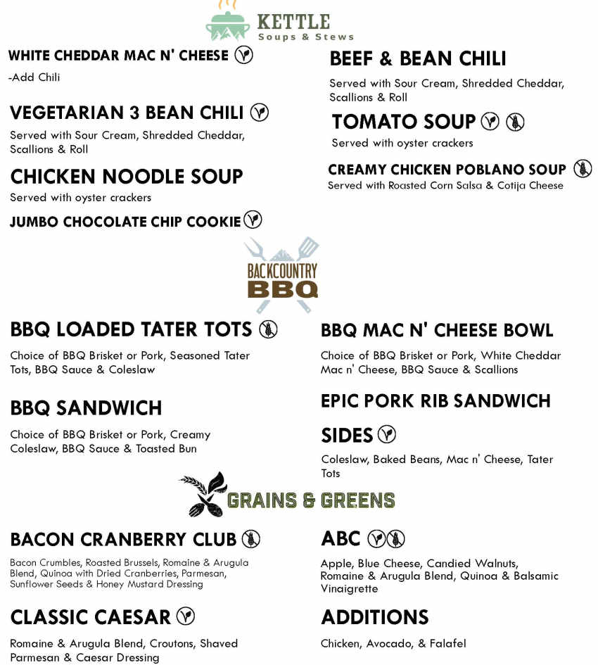 Summit Smokehouse menu page 1
